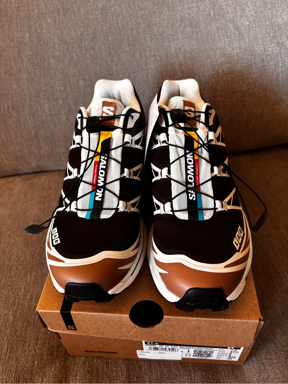 Salomon XT-6 Black Coffee Burro Bitter Chocolate Sneakers W9 / M8 NWT - Picture 5 of 6